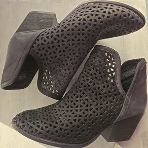 KRBonell Anthropologie black perforated cut out ankle booties size 8
